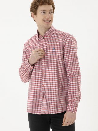 پیراهن آستین بلند مردانه گل انار یو اس پولو