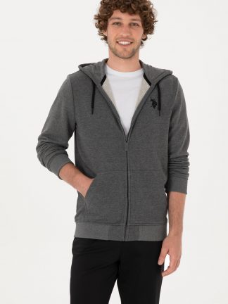 هودی مردانه خاکستری تیره یو اس پولو