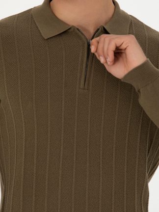 پلیور مردانه خاکی تیره پیرکاردین