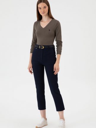 شلوار کتان زنانه آبی لاجوردی روشن یو اس پولو