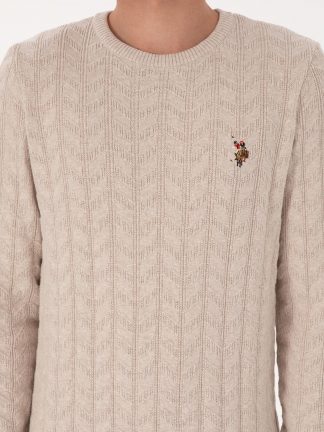 پلیور مردانه طوسی ملانژ یو اس پولو