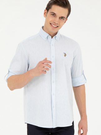 پیراهن مردانه آبی روشن یو اس پولو