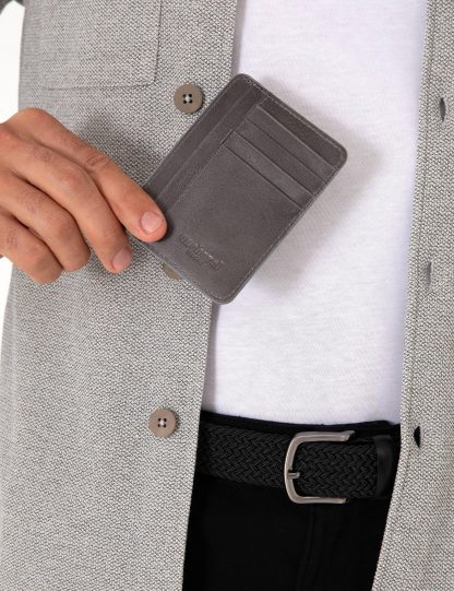 کیف پول و کارت مردانه خاکستری کاشارل