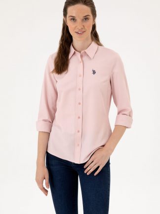 شومیز زنانه صورتی پودری یو اس پولو