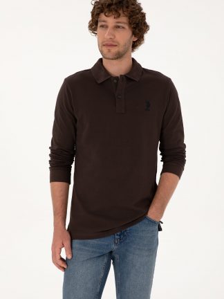 پولوشرت مردانه قهوه ای تیره یو اس پولو