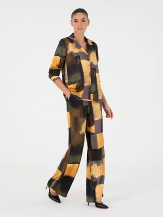 شلوار کتان زنانه زعفرانی پیرکاردین