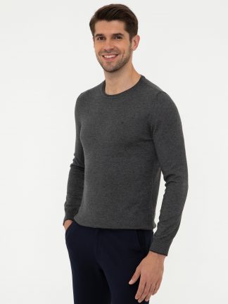 پلیور مردانه خاکی ملانژ پیرکاردین