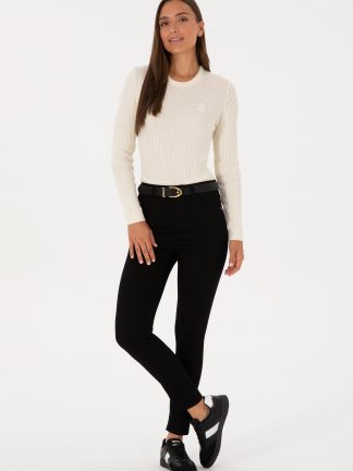 شلوار کتان زنانه مشکی یو اس پولو