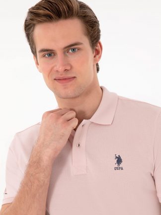 پولوشرت مردانه صورتی پودری یو اس پولو