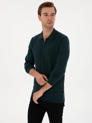 پلیور مردانه سبز تیره کاشارل