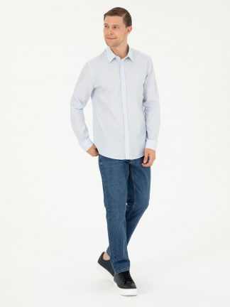 پیراهن مردانه آبی کاشارل