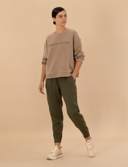شلوار پارچه ای زنانه خاکی روشن پیرکاردین