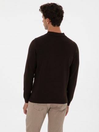 پلیور مردانه قهوه ای تیره پیرکاردین