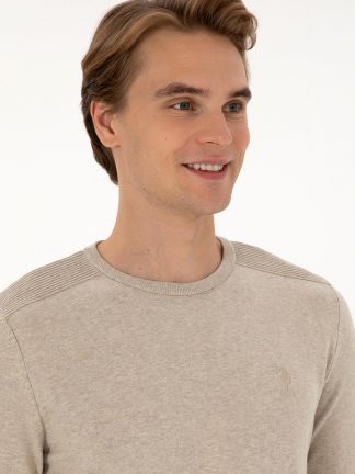 پلیور مردانه طوسی ملانژ یو اس پولو