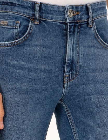 شلوار جین اسلیم فیت مردانه آبی لاجوردی روشن کاشارل