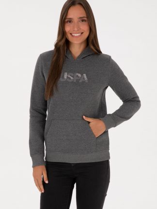 هودی زنانه خاکستری تیره یو اس پولو