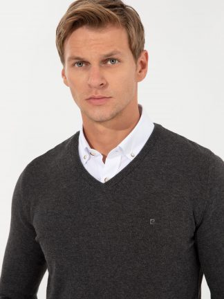 پلیور مردانه خاکی ملانژ پیرکاردین