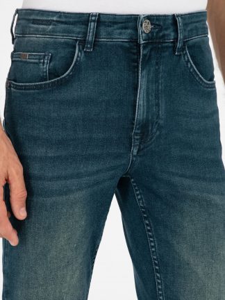 شلوار جین اسلیم فیت مردانه آبی نفتی کاشارل