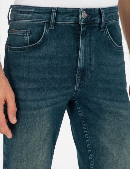 شلوار جین اسلیم فیت مردانه آبی نفتی کاشارل