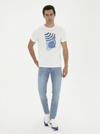 شلوار جین اسلیم فیت مردانه آبی روشن کاشارل