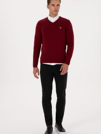 پلیور مردانه زرشکی یو اس پولو