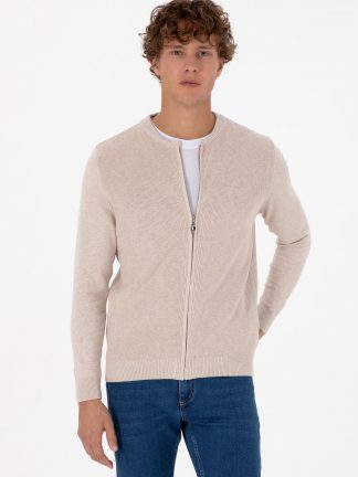 ژاکت مردانه طوسی ملانژ یو اس پولو