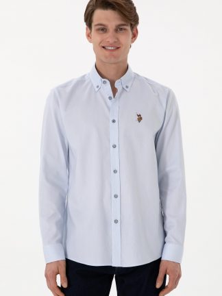 پیراهن مردانه آبی روشن یو اس پولو