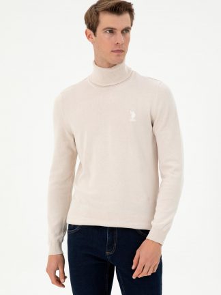 پلیور مردانه کرم ملانژ یو اس پولو