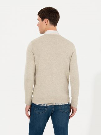 پلیور مردانه کرم ملانژ پیرکاردین