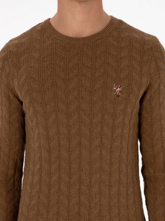 پلیور مردانه خاکی ملانژ یو اس پولو