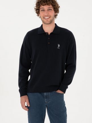 پلیور مردانه سرمه ای یو اس پولو