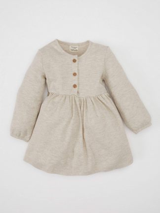 پیراهن نوزاد دختر بژ دفکتو