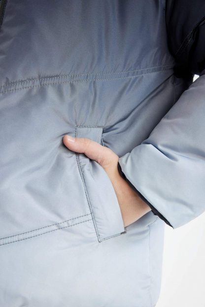 کاپشن پسرانه خاکستری تیره دفکتو