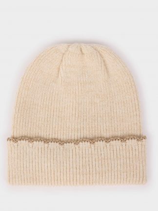 کلاه بافت زنانه بژ دفکتو