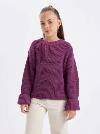 پلیور دخترانه ارغوانی دفکتو