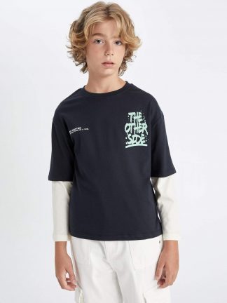 تی شرت پسرانه خاکستری تیره دفکتو