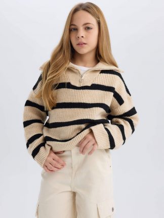 پلیور دخترانه بژ دفکتو