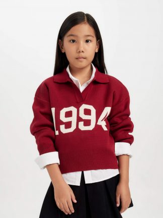 پلیور دخترانه قرمز دفکتو