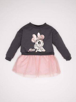 پیراهن نوزاد دختر خاکستری تیره دفکتو