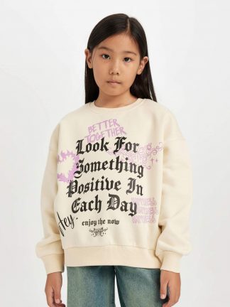 سویشرت دخترانه بژ دفکتو