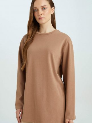 تونیک زنانه قهوه ای روشن دفکتو