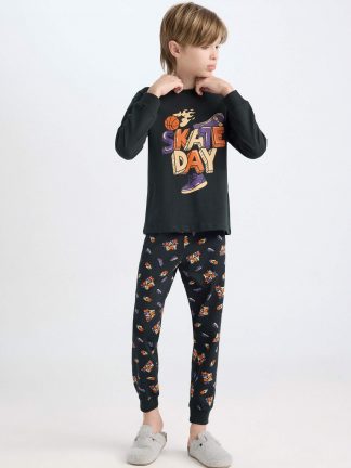 ست لباس راحتی پسرانه مشکی دفکتو