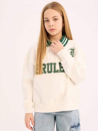 سویشرت دخترانه بژ دفکتو