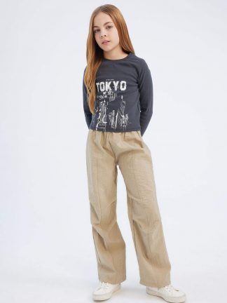 شلوار دخترانه بژ دفکتو