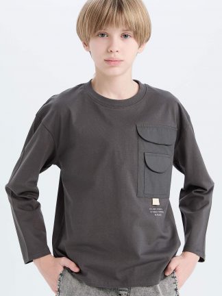 تی شرت پسرانه خاکستری تیره دفکتو