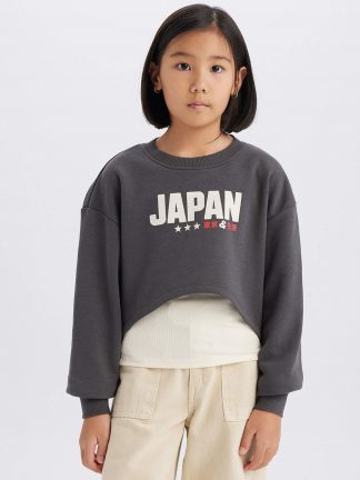 سویشرت دخترانه خاکستری تیره دفکتو