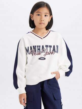 سویشرت دخترانه بژ دفکتو