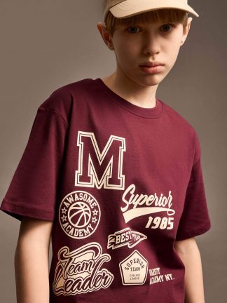 تی شرت پسرانه زرشکی دفکتو