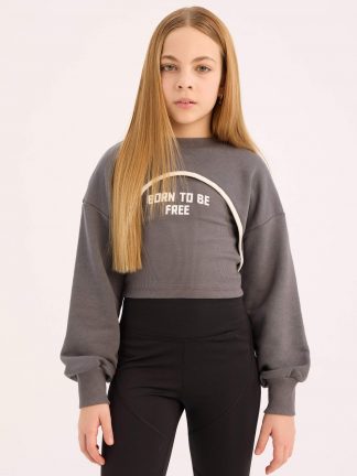 سویشرت دخترانه خاکستری تیره دفکتو