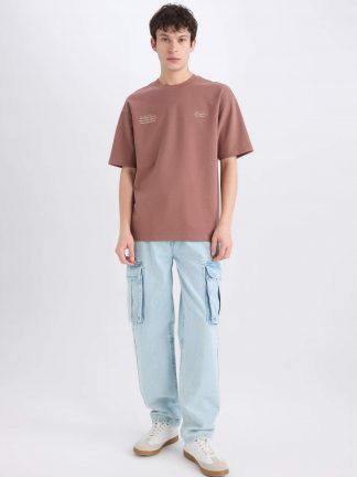 تی شرت مردانه قهوه ای روشن دفکتو